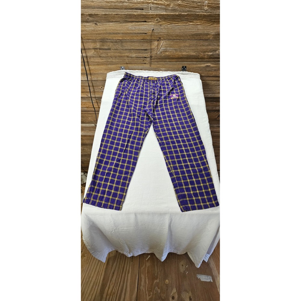 LSU Tigers Mens‎ XL Sideline Apparel Pajama Pants Purple Gold Plaid Cotton Sleep